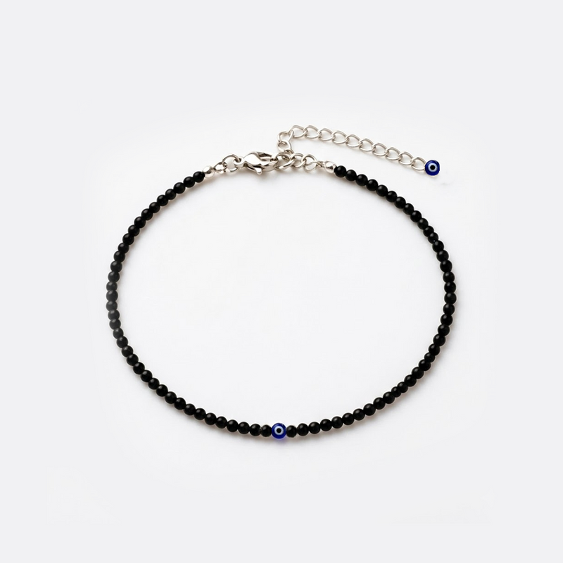Black Obsidian Evil Eye Anklet for Kids (3+ Years) | Rudhvi