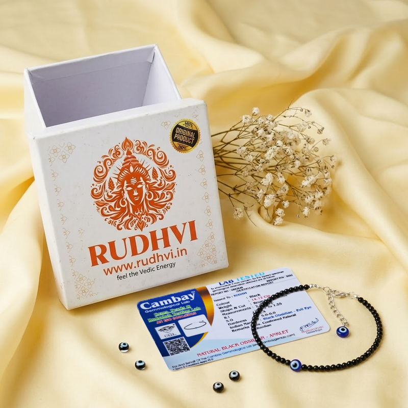 Black Obsidian Evil Eye Anklet for Kids (3+ Years) | Rudhvi