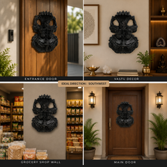 Black Tourmaline Kirtimukha | Vastu Guardian Wall Decor