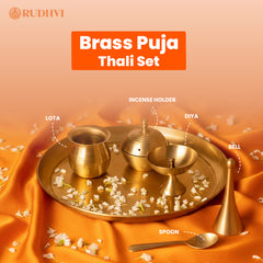 Brass Puja Thali Set (6-Piece Traditional Puja Essentials) | Rudhvi