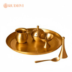 Brass Puja Thali Set (6-Piece Traditional Puja Essentials) | Rudhvi
