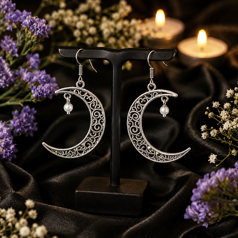 Chandrashekhar Crescent Moon Earrings – Spiritual Jewellery for Women