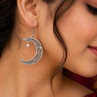 Chandrashekhar Crescent Moon Earrings – Spiritual Jewellery for Women