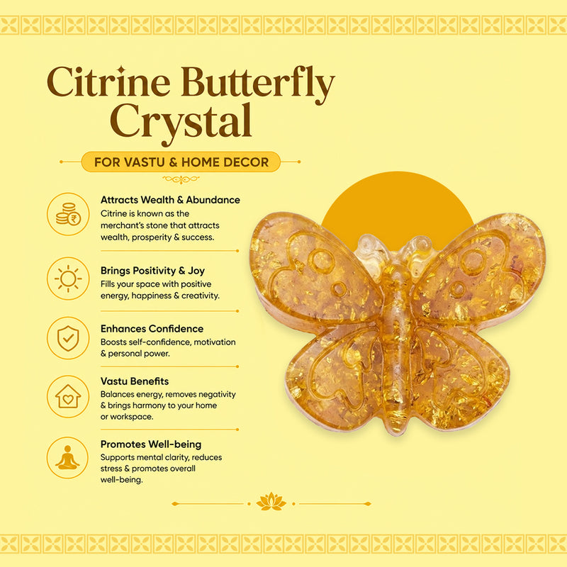 Vastu Citrine Butterfly Crystal for Home & Office Decor