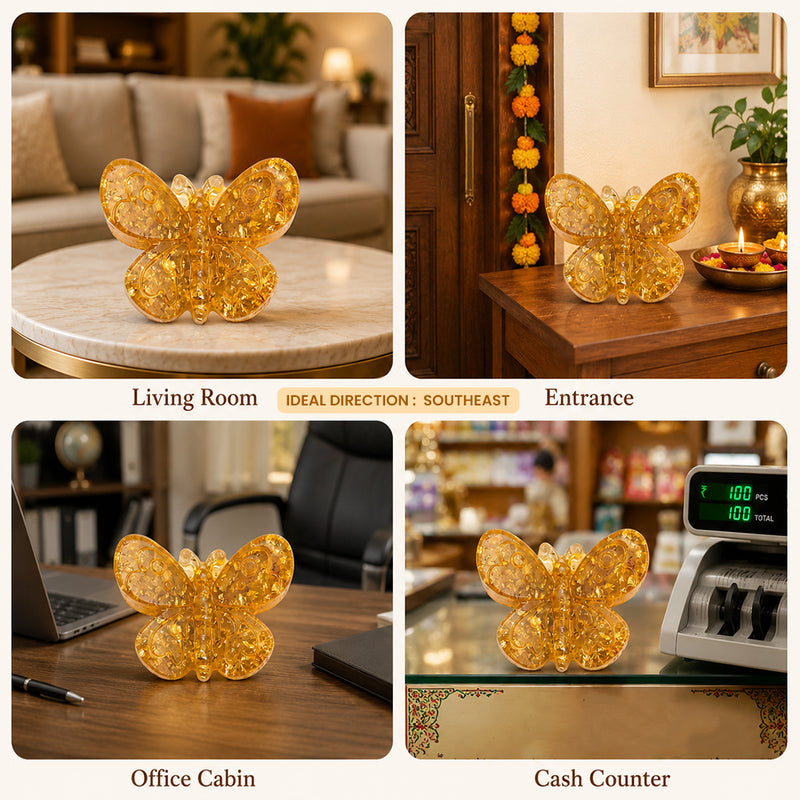 Vastu Citrine Butterfly Crystal for Home & Office Decor