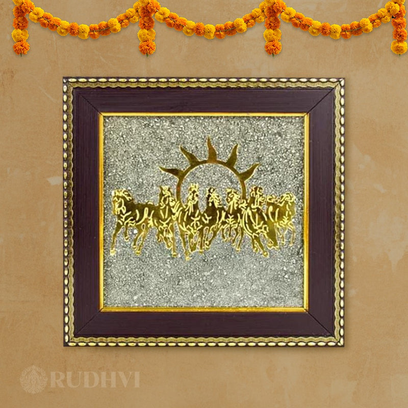 Close-up of Raw Pyrite Stone in Rudhvi 7 Horses Frame-Rudhvi