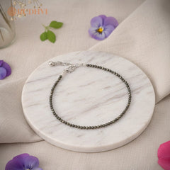 Close-up of Natural Pyrite Stones in  Pyrite Anklet-Rudhvi