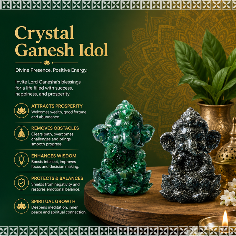 Crystal Ganesh Idol for Home & Office | Crystal Ganesha Ganpati Idol