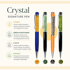 Crystal Signature Pen | Citrine, Green Aventurine, Pyrite & Peridot