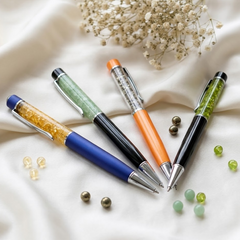 Crystal Signature Pen | Citrine, Green Aventurine, Pyrite & Peridot