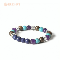 Sagittarius (Dhanu Rashi) Zodiac Bracelet – Lapis, Amethyst, Turquoise, Bronzite & Clear Quartz | Rudhvi