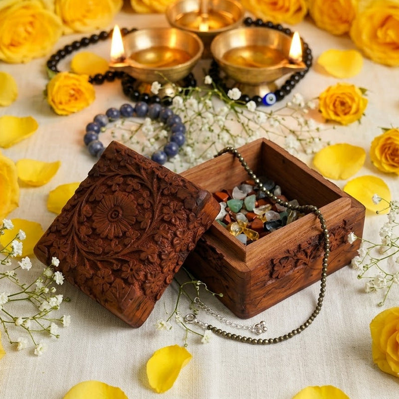 Luxury Handcrafted Wooden Gift Box for Jewelry, Crystals & Spiritual Items