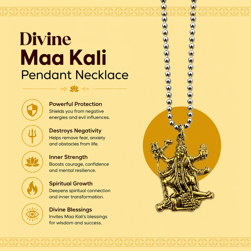Divine Maa Kali Pendant Necklace – Protection, Courage & Spiritual Strength
