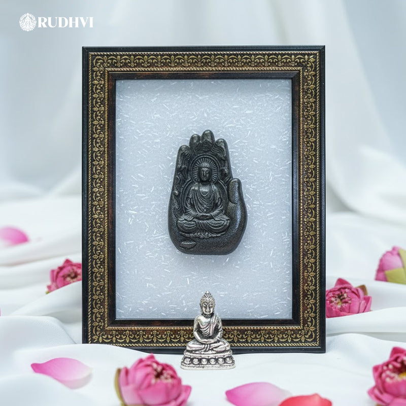 Pyrite Buddha on Selenite Frame | Rudhvi