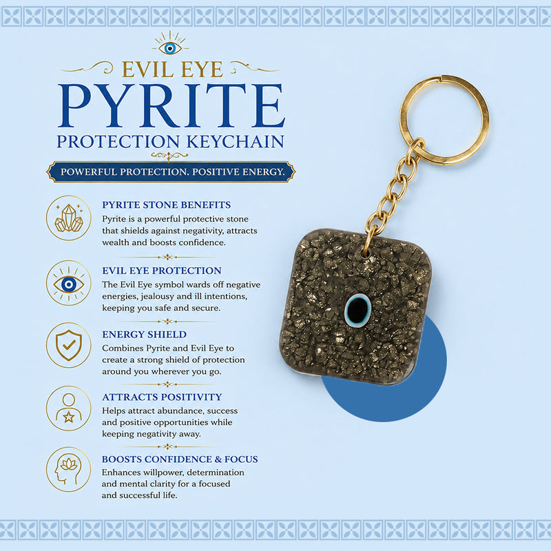 Evil Eye Pyrite Protection Keychain – Positive Energy & Daily Protection