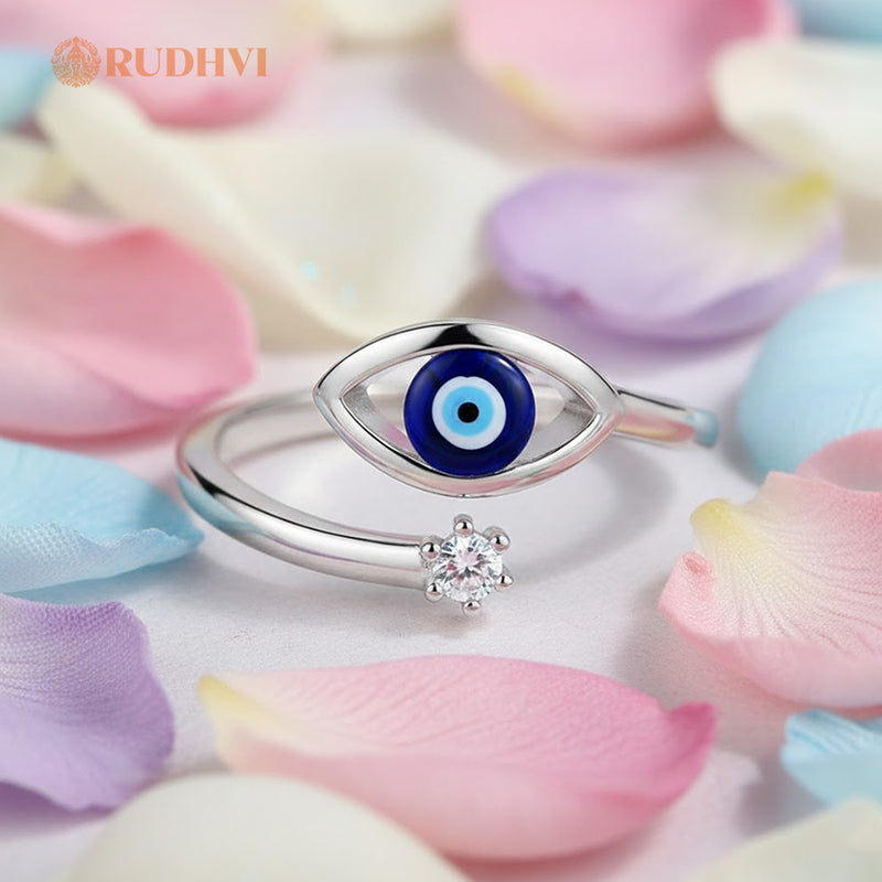 Evil Eye Adjustable Ring – Protection, Positivity & Stylish Daily Wear | Rudhvi