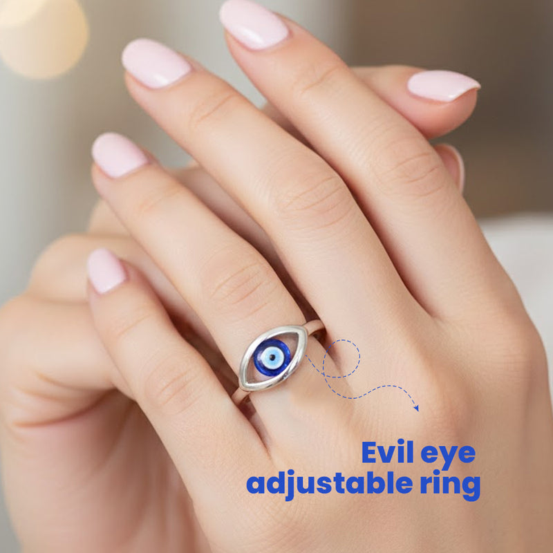 Evil Eye Adjustable Ring – Protection, Positivity & Stylish Daily Wear | Rudhvi