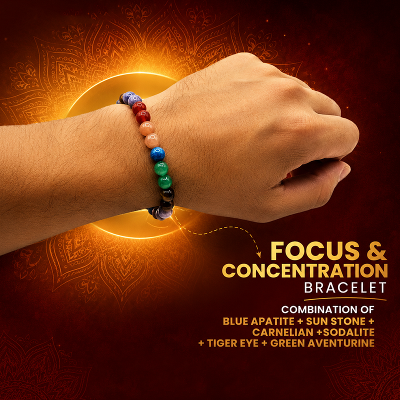 Focus & Concentration Crystal Bracelet | Mental Clarity & Productivity