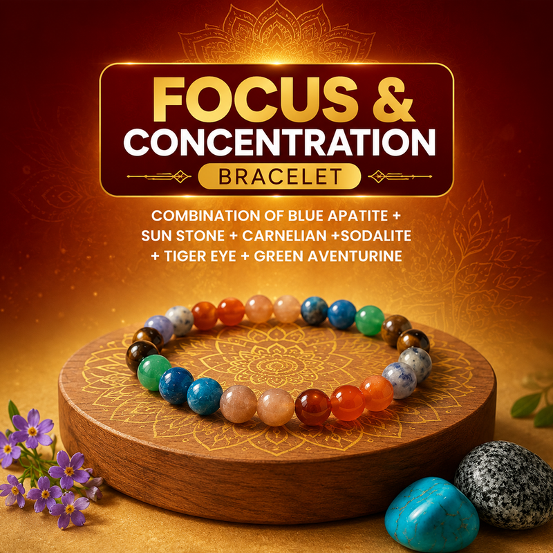 Focus & Concentration Crystal Bracelet | Mental Clarity & Productivity