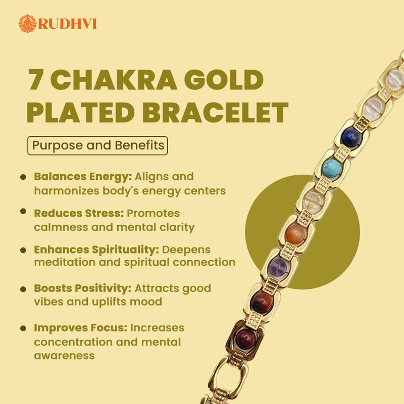 7 Chakra Gold Plated Bracelet for Balance, Energy & Positive Vibes