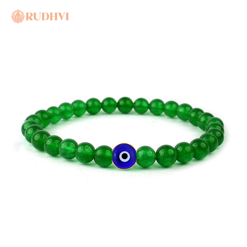 Green Onyx Evil Eye Bracelet – Career Growth, Protection & Daily Good Luck | Rudhvi