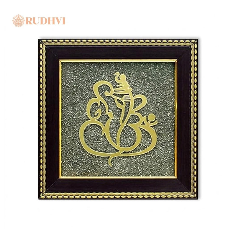 Ganesh Pyrite Frame – Ganpati Spiritual Decor for Home
