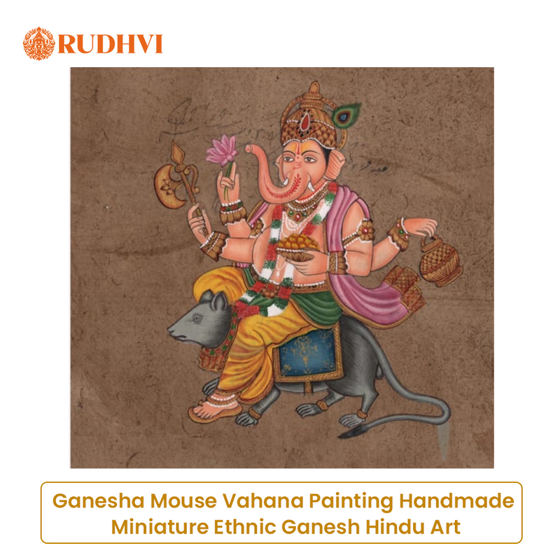 Ganesha Mouse Vahana Handmade Hindu Deity Art – Wisdom, Prosperity & Obstacle Removal