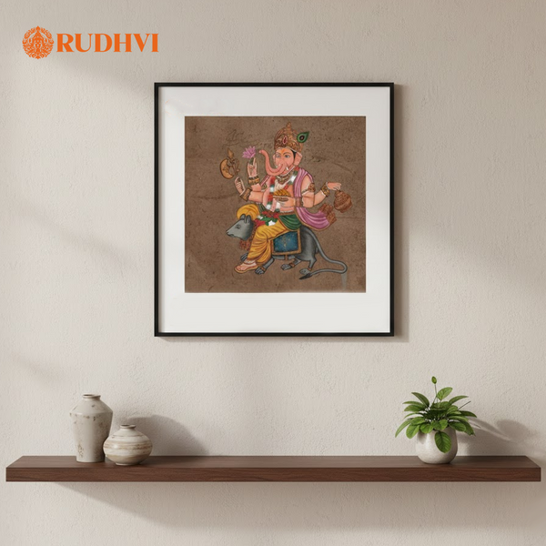 Ganesha Mouse Vahana Handmade Hindu Deity Art – Wisdom, Prosperity & Obstacle Removal