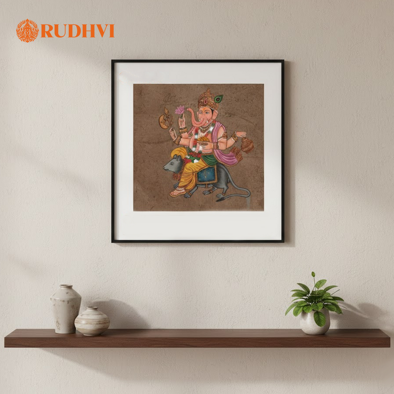 Ganesha Mouse Vahana Handmade Hindu Deity Art – Wisdom, Prosperity & Obstacle Removal