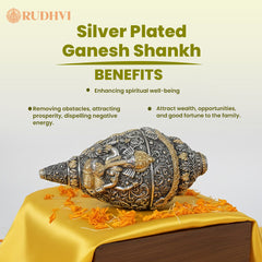 Silver Plated Ganesh Shankh for Wealth, Prosperity & Protection | Rudhvi