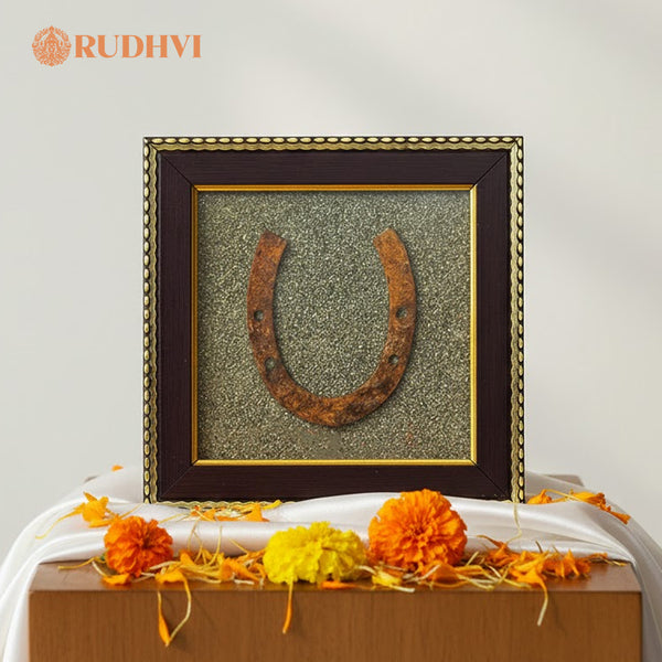 Ghode Ki Naal on Pyrite Frame | Vastu Protection, Wealth & Prosperity Wall Frame