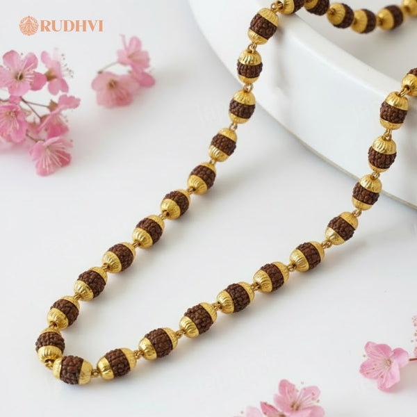 Gold Plated Rudraksha Mala – Spiritual Protection & Positive Energy | Rudhvi