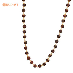 Gold Plated Sandalwood Mala – Calmness, Focus & Spiritual Harmony | Rudhvi