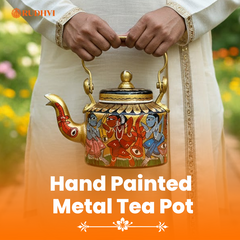 Pattachitra Art Hand Painted Metal Tea Pot