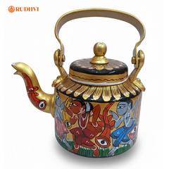 Pattachitra Art Hand Painted Metal Tea Pot