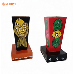 Handcrafted Folk Art Wooden Pen Stand