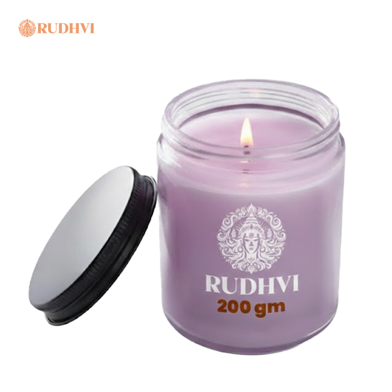 Lavender Scented Candle for Relaxation, Stress Relief & Meditation | RUDHVI