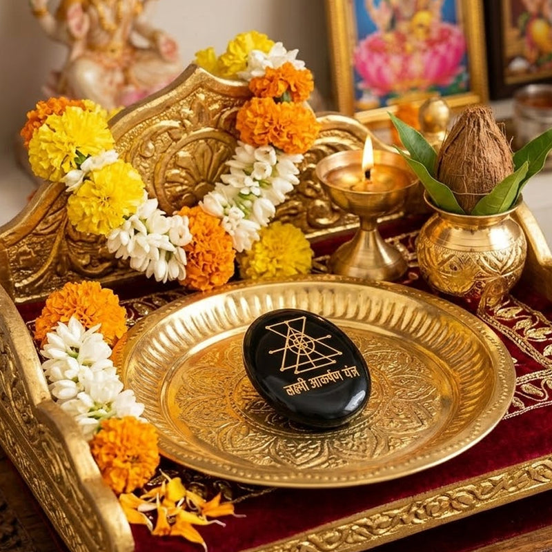 Lakshmi Akarshan Yantra Stone – Wealth, Focus & Prosperity Crystal