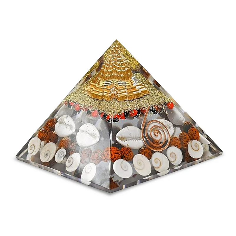 Lakshmi Yantra Pyramid with Free Raw Pyrite | Laxmi Yantra for Wealth & Vastu