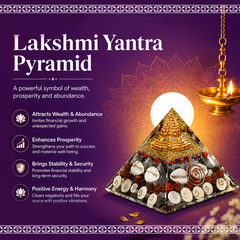 Lakshmi Yantra Pyramid with Free Raw Pyrite | Laxmi Yantra for Wealth & Vastu