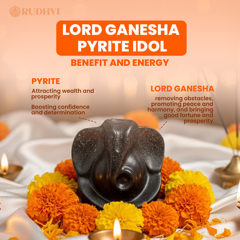 Lord Ganesha Pyrite Idol – Wealth, Good Fortune & Obstacle Removal | Rudhvi
