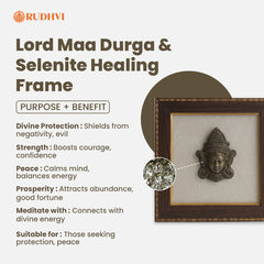 Pyrite Maa Durga Selenite Frame for Protection, Peace & Positive Energy