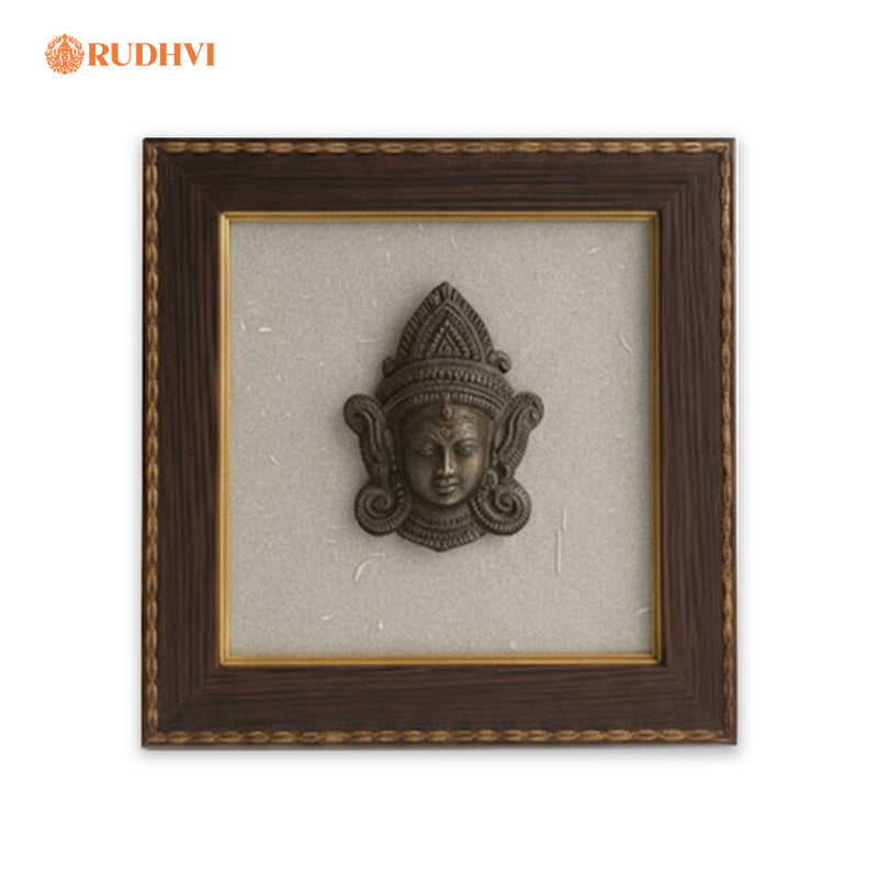 Pyrite Maa Durga Selenite Frame for Protection, Peace & Positive Energy