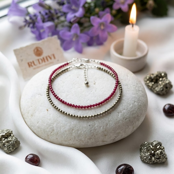 Love & Money Crystal Anklet – Pyrite & Garnet Prosperity Anklet