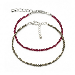 Love & Money Crystal Anklet – Pyrite & Garnet Prosperity Anklet