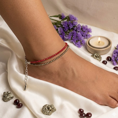 Love & Money Crystal Anklet – Pyrite & Garnet Prosperity Anklet