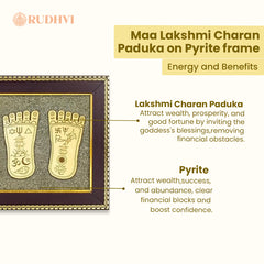 Maa Lakshmi Charan Paduka on Raw Pyrite Frame – Wealth, Prosperity & Abundance