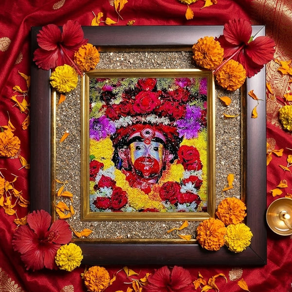 Maa Tara Pyrite Protection Frame – Spiritual Protection & Wealth Energy Decor