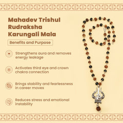 Mahadev Trishul Rudraksha Karungali Mala – Protection & Spiritual Strength