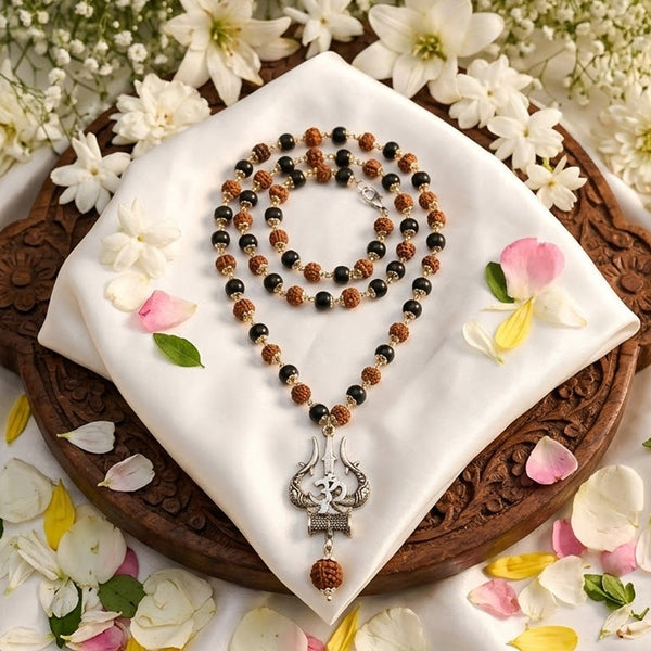 Mahadev Trishul Rudraksha Karungali Mala – Protection & Spiritual Strength